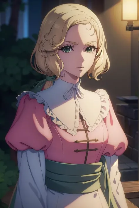 castlevaniamaria, <lyco:castlevaniamaria-lyco-nochekaiser:1>,
castlevaniamaria, long hair, blonde hair, (green eyes:1.5), hair bow, bow, green bow, low ponytail,
BREAK long sleeves, dress, puffy sleeves, pink dress, sash, green sash, collar, white collar,
BREAK looking at viewer, full body,
BREAK outdoors, night, sky,
BREAK <lyco:GoodHands-beta2:1>, (masterpiece:1.2), best quality, high resolution, unity 8k wallpaper, (illustration:0.8), (beautiful detailed eyes:1.6), extremely detailed face, perfect lighting, extremely detailed CG, (perfect hands, perfect anatomy),
