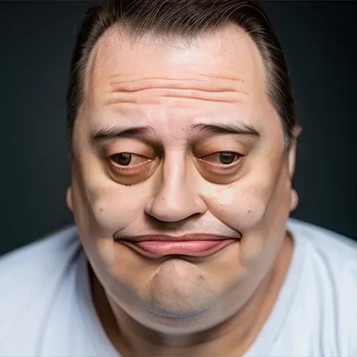 RAW photo, man in m3gust face<lora:m3gust4-000066:1>, obese, 8k uhd, dslr, soft lighting, high quality, film grain, Fujifilm XT3, simple background