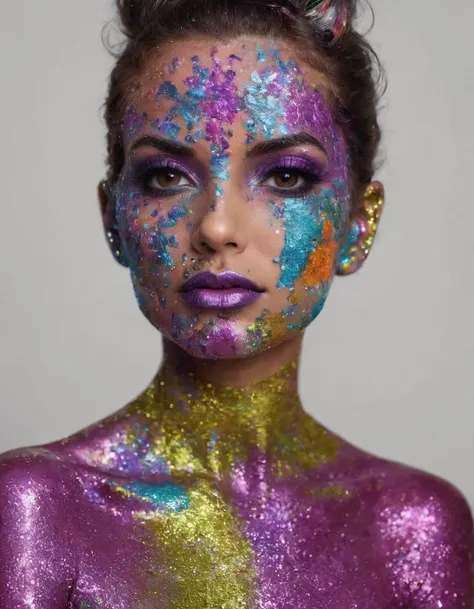 <lora:glitt3r:0.7>glitt3r a woman black background vibrant colors