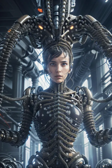 VeronicaCipher aliens, horror, dark ((biomechanical )),solo,full body,(machine made joints:1.2),((biomechanical limbs)),(blood vessels connected to tubes),(mechanical vertebra attaching to back),((mechanical cervial attaching to neck)), a half body portrait of an elite soldier hands folded in front, menacing gaze,(wires and cables attaching to neck:1.2),(wires and cables on head:1.2)(character focus),science fiction, extreme detailed,colorful,highest detailed mshn robot hnsrdlf style
official art, unity 8k wallpaper, ultra detailed, beautiful and aesthetic, masterpiece, best quality, realistic, (zentangle, mandala, tangle, entangle), extremely detailed (dynamic angle),cinematic light,
<lora:Biomechanicals_v2_lora1500:0.7> <lora:mshn:0.5>
