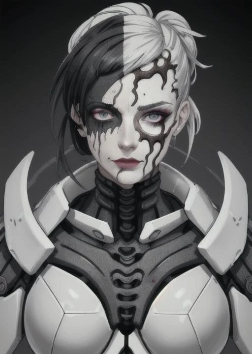 posthuman, face, androgynous, exoskeleton, bio technology, flesh, blood, bone golem, veins, bust, one person, porcelain, blood treated, pastel, The gray eyes are the dawn, face scar, scarred skin, smudged lipstick, cracked porcelain, breasts, eye patch, vibrant
Rain, separation, gray trail
Behind the propeller of running foam.
Black eyes are the heat,
In the sea of sleepy stars gliding,
And by the board till morning.
Kisses... <lora:Biomechanicals_v2_lora1500:0.2>
