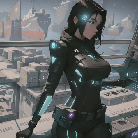 best quality, shaders, full color, super size <lora:samdoesartsSamYang_offsetRightFilesize:1>, cute eyes, super detailed, very high shaders, virtual, above are space bridgeheads and ships, a little cyberpunk, super detailed, behind glass