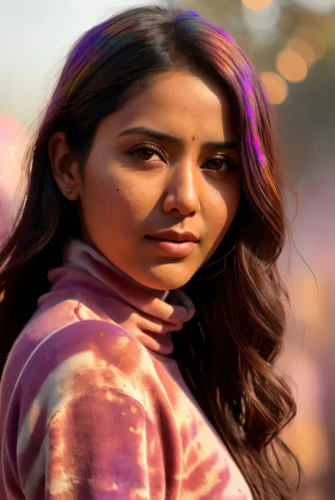 best quality (raw:1.1) photo of (Son4mB4jw4001:0.99), a woman as a model, modelshoot style, (extremely detailed CG unity 8k wallpaper), Intricate, High Detail, Sharp focus, dramatic, photorealistic painting art by midjourney and greg rutkowski, (at dawn:1.2), (shimmering lights), (sun light:1.2), (makeup:1.1), ((holi festival:1.2)), ((turtleneck:1.2)), (looking at viewer:1.3), (detailed pupils:1.3), (modest outfit:1.2), (closeup), <lora:LowRa_2:0.3>, RAW candid cinema, 16mm, color graded portra 400 film, remarkable color, ultra realistic, textured skin, remarkable detailed pupils, realistic dull skin noise, visible skin detail, skin fuzz, dry skin, shot with cinematic camera,  <lora:add_detail:1>