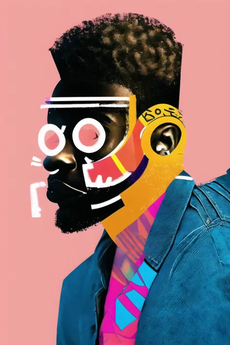<lora:Folks-10:1>  Folks, Colorful solo, looking at viewer, simple background, 1boy, male focus, english text, pink background