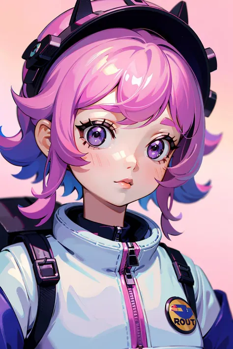 1girl, 3dmm, portrait of mollytoy toy girl wear astronaut costume, pink hair, pastel background, bokeh, <lora:ARWMollytoy:1> <lora:3DMM_V12:0.4>