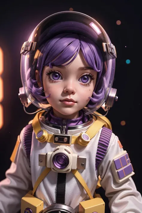 1girl, 3dmm, portrait of mollytoy toy girl wear astronaut costume, purple hair, pastel background, bokeh, <lora:ARWMollytoy:1> <lora:3DMM_V12:0.4>
