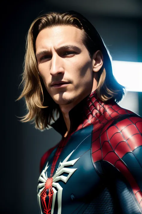 a photo of trevlaw-2900, a man in (spiderman suit) posing for a picture, modelshoot style, analog style, masterpiece,best quality,official art, ultra high res, high quality, photo, realistic, highly detailed, photo realism, cinematic, Trending on artstation, hyperrealistic, sharp focus, 4k resolution, realistic skin, detailed symmetrical face, symmetrical eyes,
<lora:epi_noiseoffset2:1>