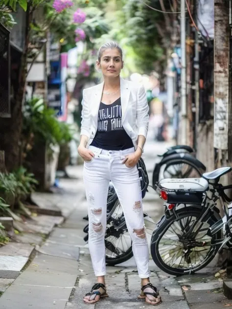 (standing:1.4) , (art by Greg Rutkowski:1.1) , photograph, well-built Hong Konger sevda_erginci, Curate, wearing Nickel, White hair, Middle Aged Pompadour hairstyle, Futuristic Patches, Keychain, equirectangular 360, Samsung Galaxy, macro lens, award winning, <lora:sevda_erginci-000015:0.9>