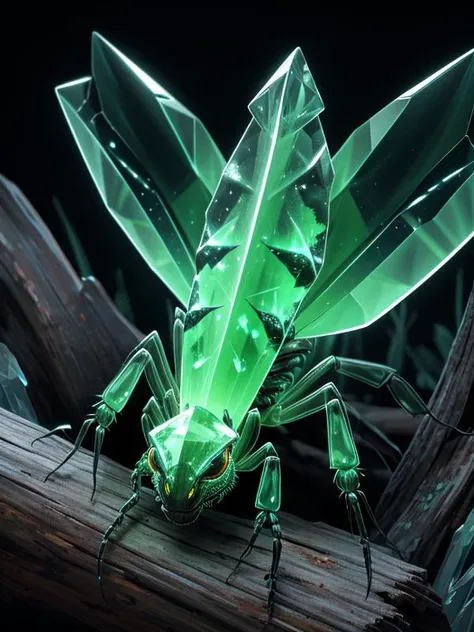 (3D:1.2),(Pui), (UHD:1.2),
(bioluminescent:1.1) (transparent:1.3)(crystal:1.2)(hyperdetailed:1.3), 
detailed (scorpion:1.1), 
vast wilderness, on partially mossed log (at night:1.1), iluminating surroundings,
(hyperdetailed:1.2), high details, (detailed background visible:1.4),
(Style: subsurface scattering, (Photorealistic:1.2), analog style, highres photo, cinematic Lighting, trending on artstation,  incredibly absurdres, )