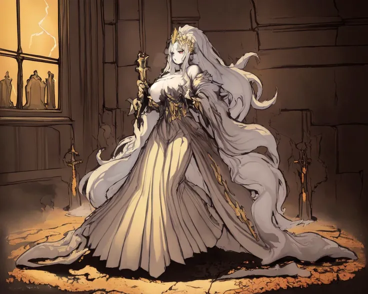 <lora:Hyung style:0.7> a woman, full body,
(masterpiece), best quality, highres, 4k, 8k, Detailed Illustration, intricate detail, cinematic lighting, amazing quality, amazing shading, soft lighting, <lora:e7 Banshee:0.5> e7 Banshee, colored skin, graveyard at the background, nsfw