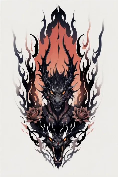 frame ornamentation <lyco:BLTA2:0.8> A dragon woman, rose, portrait ,BLTA,