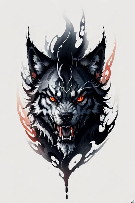 <lyco:BLTA2:0.8> A white (blood:1.5) wolf, portrait ,BLTA,