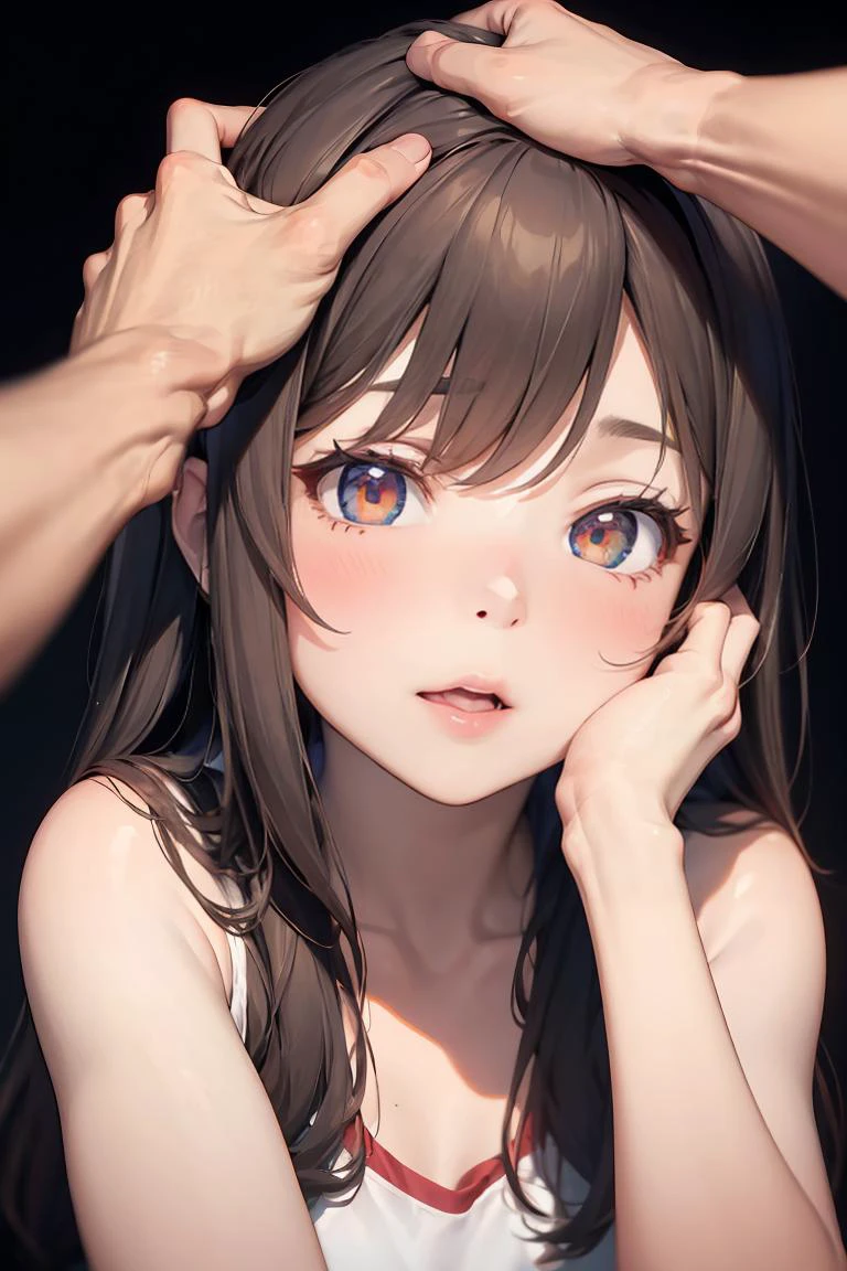 (masterpiece, best quality), 1girl, beautiful face, <lora:Concept_HeadpatBJ:1> headpat, headgrab, fellatio,