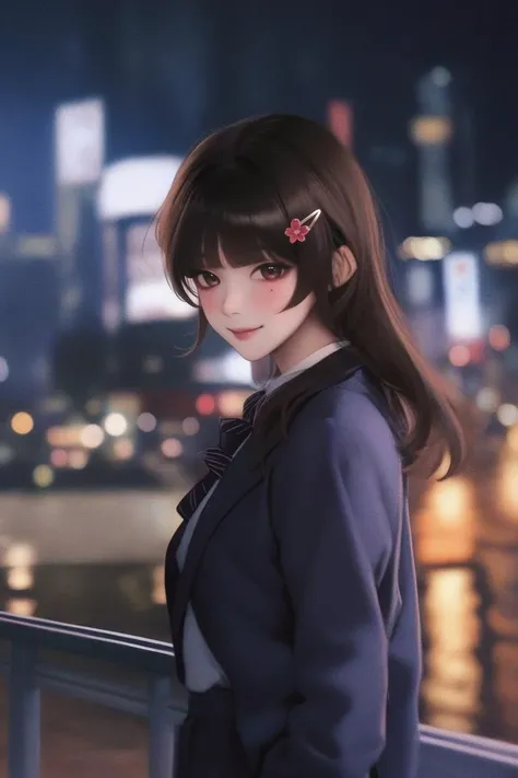<lora:sparkle_v3:1>,blazer, arms_at_sides, 1girl, looking_at_viewer, honkai_(series), blush, open_clothes, school_uniform, solo, hairclip,
citypop,1990s,Tokyo,night,wide shot,old photos, polaroids,
ultra-detailed,best quality,(masterpiece) <lora:YQGJ2_FACE_XL_lora:0.5>