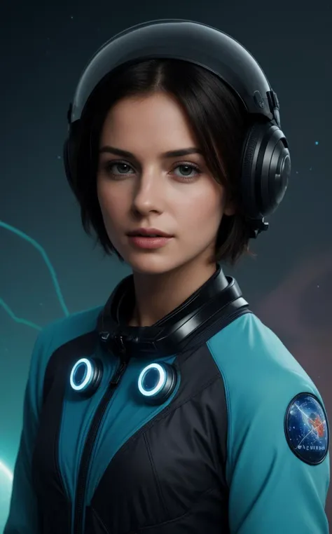 (intimate sexy portrait, style of [Cathleen McAllister|Ilya Kuvshinov|Loish|Daniela Uhlig|Ross Tran]:1.3), natural-light,  A woman astronaut explores a lush alien planet, surrounded by bioluminescent flora and floating rivers, her suit blending with the environment's vibrant hues.