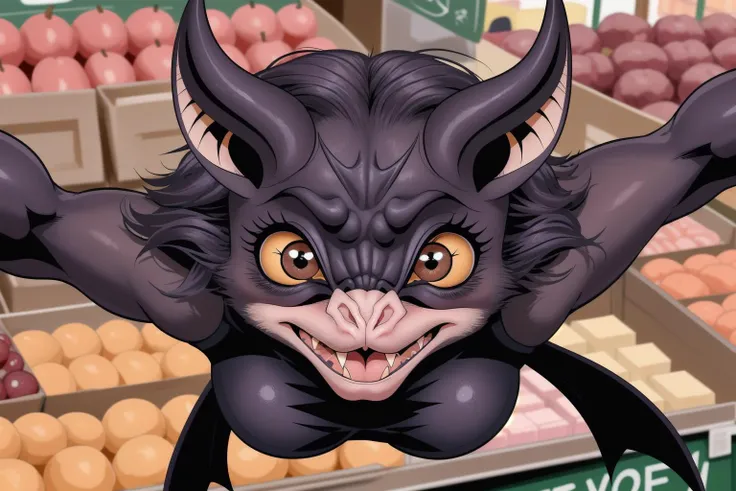 dynamic_angle, dynamic_pose, line_of_action,
<lora:batfv1a:1>, 1girl, fruitbat_girl, Batgirl from Super_Hero_Girls,
"Batgirl! There's been a heist at the Farmer's Market! We need your help!"