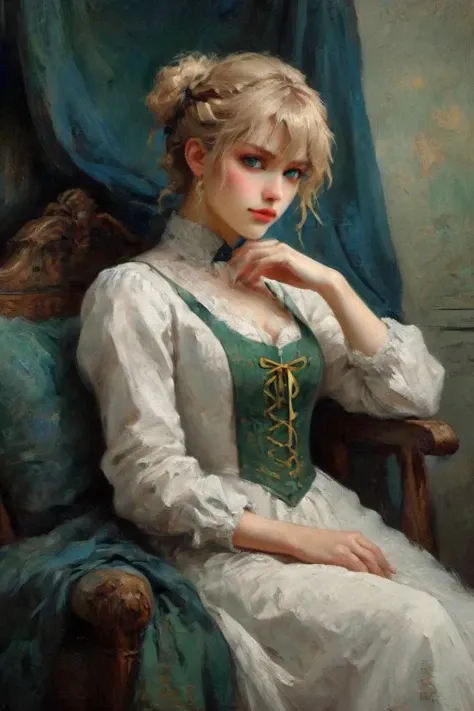 Professional oil painting, official art, emotional portrait, best quality, high quality, amazing quality, masterpiece, UHD,
BREAK
in the style of Vincent van Gogh,
BREAK
artoria pendragon \(fate\), saber, extremely beautiful, elegant, esthetical, Luxurious, Gorgeous, brave, courageous, bold, beautiful detailed face, beautiful detailed eyes, (green eyes:1.3), beautiful blonde hair, extremely detailed hair, ahoge, sidelocks, hair bun, single hair bun, hair ribbon, blue ribbon, braid, perfect anatomy, good hands, perfect hands,
BREAK
Simple wedding dress, designed by Masha Ma and George Inness, British charm, English elegance, relaxed pose, fashionable, floral, Excalibur,
BREAK
vivid colors, fine brushwork, chiaroscuro, textured canvas, dynamic angle, Depth of Field, Gallery-Worthy Visuals, Artistic Depth and Dimension,