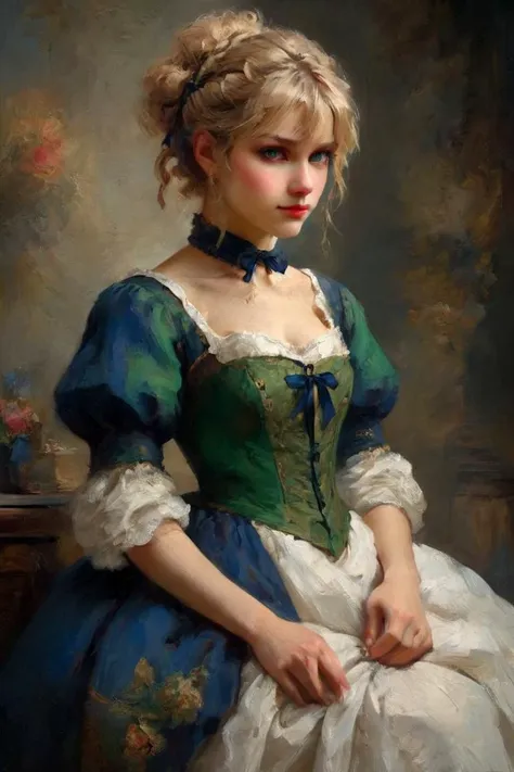 Professional oil painting, official art, emotional portrait, best quality, high quality, amazing quality, masterpiece, UHD,
BREAK
Rembrandt-like oil painting techniques,
BREAK
artoria pendragon \(fate\), saber, extremely beautiful, elegant, charming, Luxurious, Gorgeous, brave, courageous, bold, beautiful detailed face, beautiful detailed eyes, (green eyes:1.3), beautiful blonde hair, extremely detailed hair, ahoge, sidelocks, hair bun, single hair bun, hair ribbon, blue ribbon, braid, perfect anatomy, good hands, perfect hands,
BREAK
Two-piece wedding dress, designed by Matthew Williams and J.M.W. Turner,  British charm, English elegance, modeling pose, fashionable, floral, Excalibur,
BREAK
vivid colors, fine brushwork, impasto, rich oil paint, dynamic angle, Depth of Field, Gallery-Worthy Visuals, Artistic Depth and Dimension,