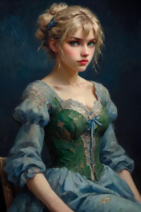 Professional oil painting, official art, emotional portrait, best quality, high quality, amazing quality, masterpiece, UHD,
BREAK
in the style of Vincent van Gogh,
BREAK
artoria pendragon \(fate\), saber, extremely beautiful, elegant, delicate, Luxurious, Gorgeous, brave, courageous, bold, beautiful detailed face, beautiful detailed eyes, (green eyes:1.3), beautiful blonde hair, extremely detailed hair, ahoge, sidelocks, hair bun, single hair bun, hair ribbon, blue ribbon, braid, perfect anatomy, good hands, perfect hands,
BREAK
Beaded wedding dress, designed by Kiko Kostadinov and Eric Wallis, British charm, English elegance, relaxed pose, fashionable, floral, Excalibur,
BREAK
vivid colors, fine brushwork, sfumato, thick brush strokes, dynamic angle, Depth of Field, Gallery-Worthy Visuals, Artistic Depth and Dimension,