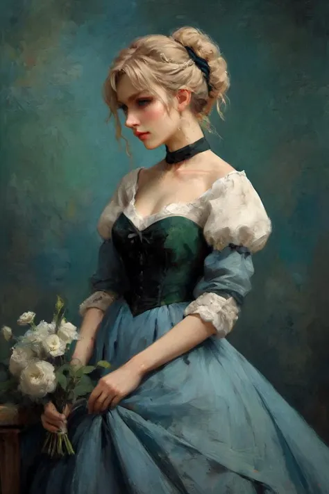 Professional oil painting, official art, emotional portrait, best quality, high quality, amazing quality, masterpiece, UHD,
BREAK
in the style of Vincent van Gogh,
BREAK
artoria pendragon \(fate\), saber, extremely beautiful, elegant, Junoesque, Luxurious, Gorgeous, brave, courageous, bold, beautiful detailed face, beautiful detailed eyes, (green eyes:1.3), beautiful blonde hair, extremely detailed hair, ahoge, sidelocks, hair bun, single hair bun, hair ribbon, blue ribbon, braid, perfect anatomy, good hands, perfect hands,
BREAK
Halter neck wedding dress, designed by Antonio Marras and Felicien Rops,  British charm, English elegance, elegant pose, fashionable, floral, Excalibur,
BREAK
vivid colors, fine brushwork, sfumato, textured canvas, dynamic angle, Depth of Field, Gallery-Worthy Visuals, Artistic Depth and Dimension,