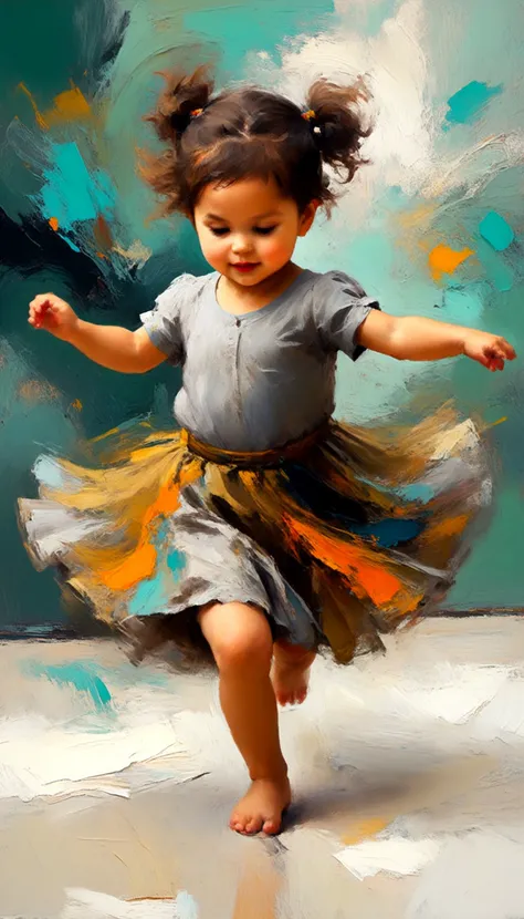 abstract expressionist painting of a dancing . energetic brushwork, bold colors, abstract forms, expressive, emotional
