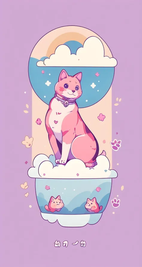 (masterpiece),(intricate details),no humans, cute cat,cute dog, A cat and a dog are hugging each other,((cumulonimbus)),depth of field,looking at viewer,<lora:niji-kawayi:1.1>