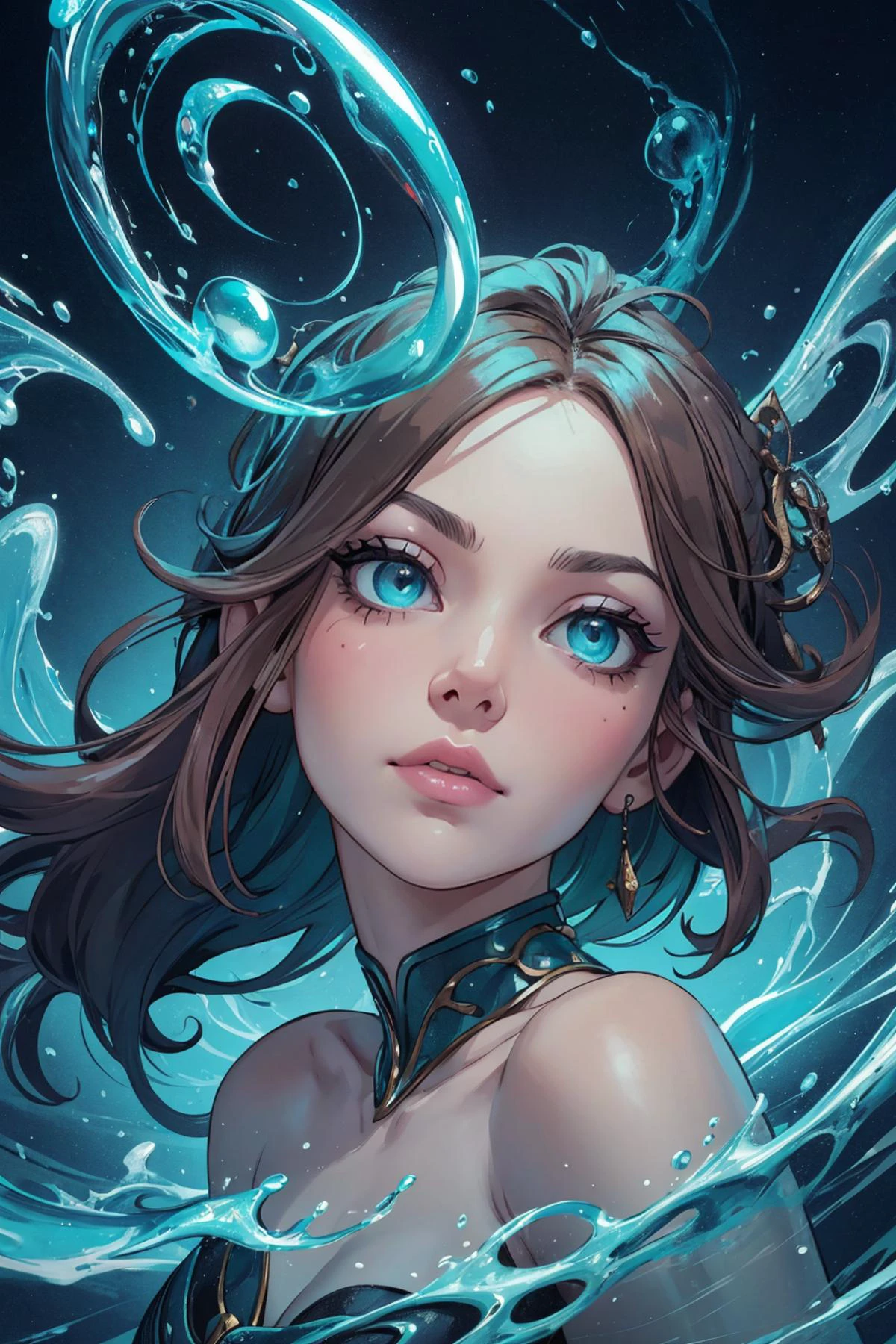 (best quality, masterpiece),
1 girl, adult (elven:0.7) woman, turquoise eyes, yellow prom hairstyle,
(style-swirlmagic:1.0), portrait, (bloody scars:0.7), looking up, solo, half shot, detailed background, ((space_style:0.6), cosmic outer space theme:1.1), eyes filled with power, powerful sorcerer, ornate red clothes, enchanted pendant, evil smile, casting spell, hovering in air, (dark brown waves), spell, magical sigils floating in the air, floating particles, particle effects, moonlight, cliff edge in background,