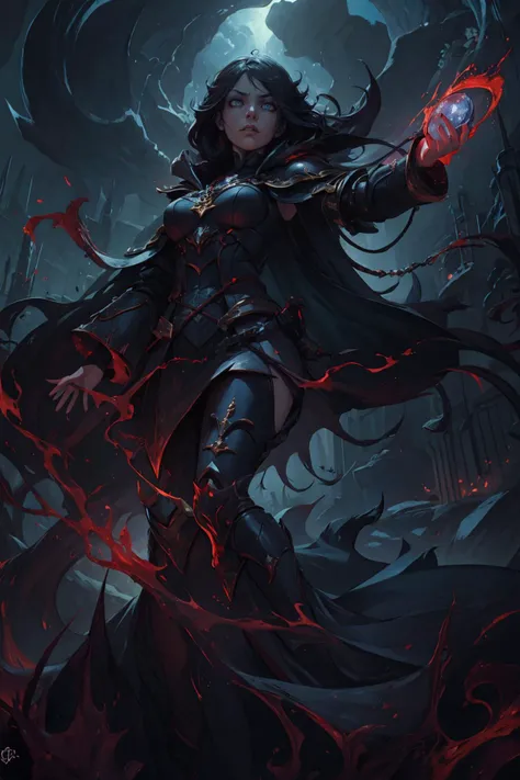 (best quality, masterpiece),
1 girl, adult (elven:0.7) woman, teal eyes, dark red fishtail braid,
Style-GravityMagic, solo, upper body, looking down, detailed background, detailed face, (<lora:Concept - Blood Magic:0.5>, bloodmagic<lora:GothicHorrorAI:0.5>, gothichorrorai, gothic theme:1.1), glowing eyes, storm-sorcerer, intense concentration, wearing white sorcerer robes, cloak billowing in the wind, broken spear of furious lightning, dynamic pose, magic glyphs floating in the air, flying sparks, calling forth wind, rolling landscape in background, dark lighting, epic atmosphere,