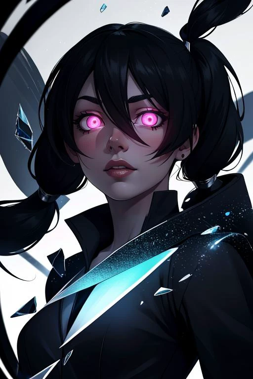 (masterpiece, best quality, ultra-detailed, best shadow), (detailed background,dark fantasy), (beautiful detailed face), high contrast, (best illumination, an extremely delicate and beautiful), ((cinematic light)), colorful, hyper detail, dramatic light, intricate details, (1girl, solo, sharp face,low twintails,glowing eyes, hair between eyes,dynamic angle,upper body), swirling black light around the character, depth of field,black light particles,(broken glass),magic circle,<lora:add_detail:1>