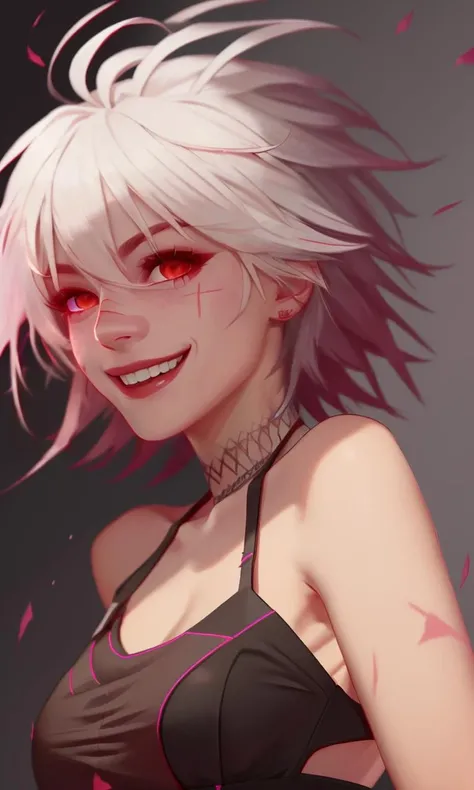 jackiequilt2023, 1 girl, scar under eye, uhd, 8k, best quality, masterpiece, smile, alternative outfit,