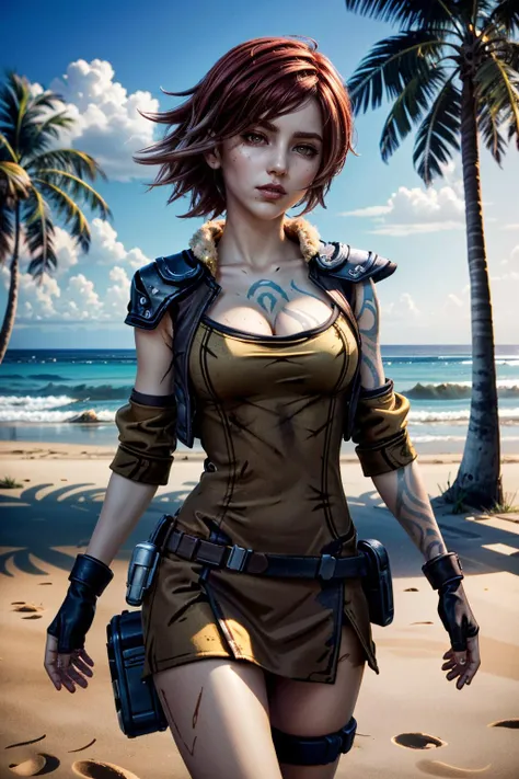 (masterpiece, best quality, cinematic lighting)
LilithBorderlands, 1girl, solo, red hair, yellow eyes, at the beach, sexy minidress, palm trees, sundown
<lora:epi_noiseoffset2:1> <lora:add_detail:0.5> <lora:LilithBorderlands:0.9>