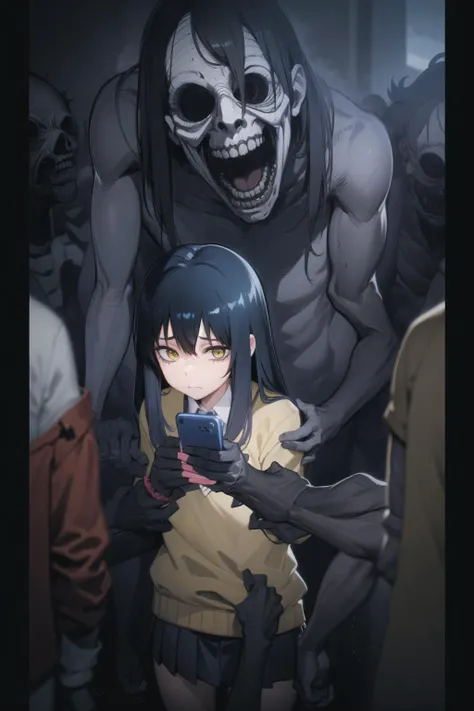 <lora:multiple_hands_v0.5:1.0>
1girl, (molestation:1.3),
<lora:mieruko-chan_v0.3b:1> yotsuya miko , school uniform, ghost, scared, holding phone,, masterpiece, best quality, highly detailed