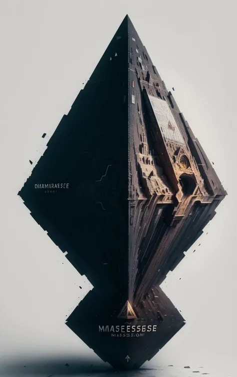 (masterpiece:1.2), best quality, PIXIV, logo, (pyramid with inter dimensional vortex at the top:1), white background, no humans, simple background, open book, watermark, solo, logo, english text, floating object, <lora:logo_20230705215526:1>