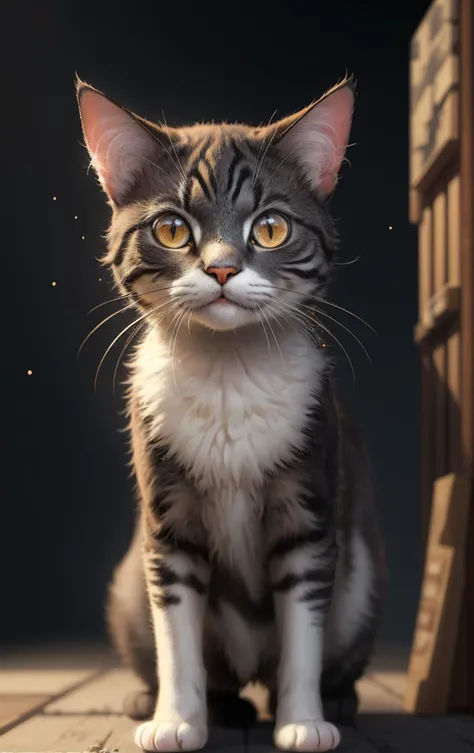 (art by Salvador Dalí:1.1) ,art by Rudy Siswanto, Redshift render, stylized, long shot of a Cat of Building, Disgusting, F/2.8, de dia los muertos, glitter texture
