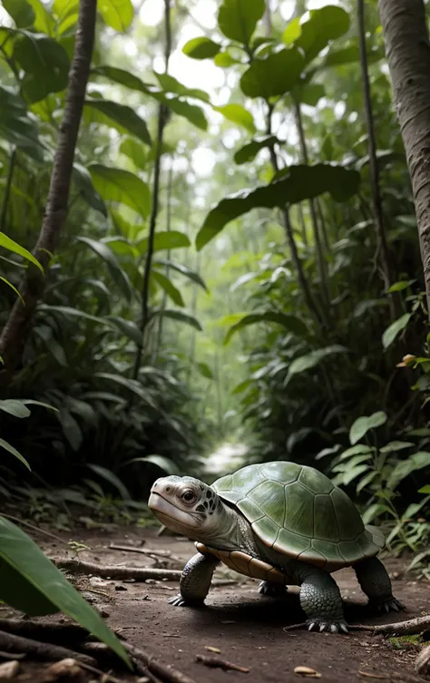 A baby turtle in the forests of Batam, Indonesia