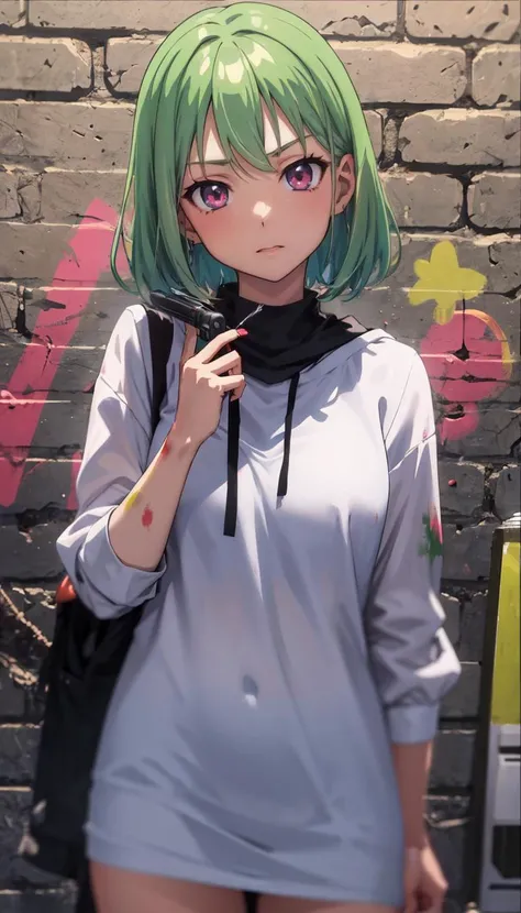 CONCEPT_graffiti_wall_ownwaifu,www.ownwaifu.com,
graffiti,brick wall,paint splatter,head tilt,sidelighting,
straight-on, upper body,looking at viewer,standing,cowboy shot,
<lora:CONCEPT_graffiti_wall_ownwaifu-15:1> BREAK, official art, highres, scenery, (masterpiece:1.1), (best quality,:1.1), (high quality:1.1), (anime screencap:1.2),