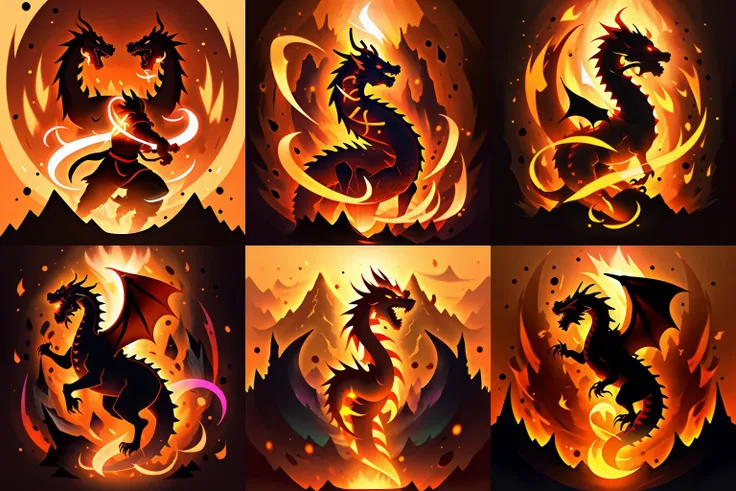 guanquan\(skill icon\),aura,glowing,1dragon,silhouette,mountain<lora:2dhxBuff_guangquan_v1.0:0.8>
