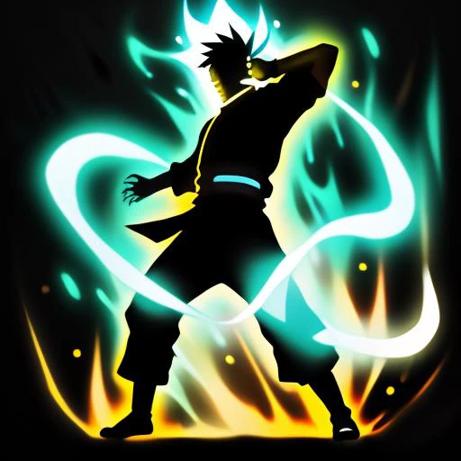 naruto, silhouette,guanquan\(skill icon\),aura,glowing,<lora:2dhxBuff_guangquan_v1.0:0.8>