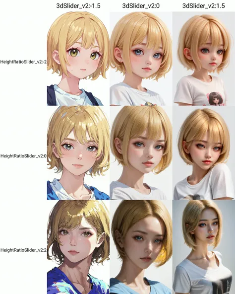 masterpiece,best quality,1girl,face,close up,blonde short hair,white shimple background, t-shirt,<lora:3dSlider_v2:-1.5>, <lora:HeightRatioSlider_v2:-2>