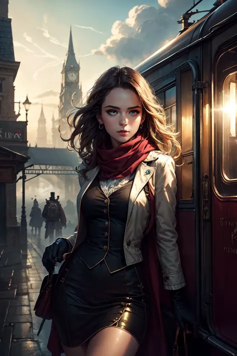 <lora:VictorianPunkAI:.5> VictorianPunkAI computer , detailed, intricate detail,<lora:add_detail:0.2>,
tcg artwork,[trading card game art], realism, perfect rendered face,((best quality)), ((masterpiece)), ((realistic)), (detailed),[hermione granger:minerva mcgonagall:0.5] rim light, vivid, 1girl, in a victorian dress , (((shiny eyes, shiny skin))),detailed face, travelbags, scarf, toned legs, large breasts, elbowlength gloves, train station in background, fog, steam , (detailed) ,((best quality)), ((masterpiece)), ((realistic)), (detailed),pixiv contest winner, absurdres, 15 mm, 15mm, <lora:Nova-000003:0.3>,