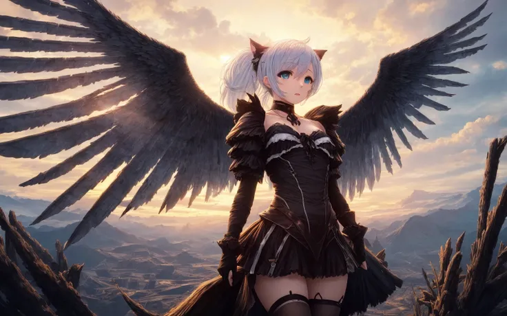 (masterpiece,1girl,solo,cat ears,twintails, hair over one eye, demon_wings,small breasts, blue_eyes, <lora:janusAzureLaneHalloweenSuccubus_janushalloween000004:1>, blush,open mouth, low wings, torn legwear, black thighhighs)| (Clear as the sky On a midwinter's night And deep as the stormy sea I hear a whisper inside A hunger devouring me I beseech you, my heart, to be free Farther away Than the night from the day I reach for your true embrace Shadow of mine Memories fail through the veil of my mind Here at the end of our time Sure as the sun will rise Over blood-red skies I will be on my way Come the break of day Dark as the night will be So my heart, are we Sorrow will reave my soul This, my heart, I know A thread has been spun By an unyielding hand The Norns have laid down my path Just like the seed has to grow The withering leaf must let go To be buried beneath the snow Sure as the sun will rise Over blood-red skies I will be on my way Come the break of day Shrouded in doubt As I leave for the shore Though cold and unkind The horizon calls Way, way, wayward waves I will follow you home And vanish into the unknown Sure as the sun will rise Over blood-red skies I will be on my way Come the break of day Dark as the night will be So my heart, are we Sorrow will reave my soul This, my heart, I know Weaver of fate To your will I must fold Oh, wisdom of old I beseech you, my heart to set free. Immortal temptation takes over my mind Condemned Fallen weak on my knees, summon the strength Of mayhem I am the storm that is approaching Provoking black clouds in isolation I am reclaimer of my name Born in flames, I have been blessed My family crest is a demon of death Forsakened, I am awakened A phoenix's ash in dark divine Descending misery Destiny chasing time Inherit the nightmare, surrounded by fate Can't run away Keep walking the line between the light Led astray Through vacant halls I won't surrend5r The truth rev5aled in eyes of ember We fight through fire and ice forever Two souls once lost, and now they remember I am the storm that is approaching Provoking black clouds and isolation I am reclaimer of my name Born in flames, I have been blessed My family crest is a demon of death Forsakened, I am awakened A phoenix's ash in dark divine Descending misery Destiny chasing time Disappear into the night Lost shadows left behind Obsession's pulling me Fading, I've come to take what's mine Lurking in the shadows under veil of night Constellations of blood pirouette Dancing through the graves of those who stand at my feet Dreams of the black throne I keep on repeat A derelict of darkness, summoned from the ashes The puppetmaster congregates all the masses Pulling strings, twisting minds as blades hit You want this power? Then come try and take it Beyond the tree Fire burns Secret love Bloodline yearns Dark minds embrace Crimson joy Does your dim heart Heal or destroy? )