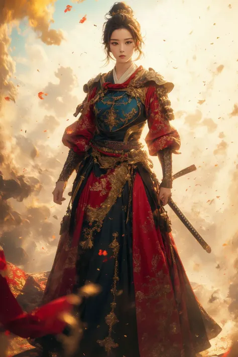 1girl,full body,(best quality, masterpiece:1.4),(realism:1.2),(realisitc:1.2),(absurdres:1.2),(photorealistic:1.3),Realistic Skin,Solo,an extremely delicate and beautiful,CG,unity,8k wallpaper,Amazing,official art,extremely detailed,incredibly,huge filesize,ultra-detailed,looking at viewer,<lora:Samurai:0.7>,<lora:niji_wushi:0.7>,full body,, (masterpiece, best quality, high quality, highres, ultra-detailed),