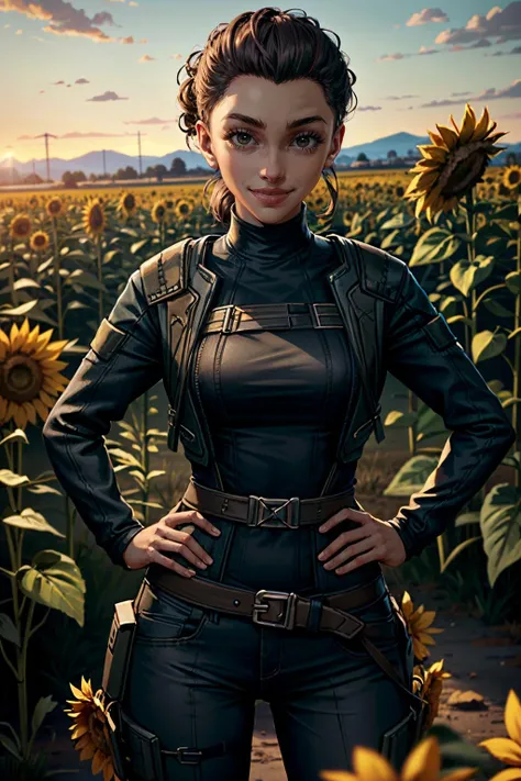 ((masterpiece, best quality))
<lora:add_detail:0.7>
<lora:ExpanseMaya:0.8>
ExpanseMaya, 1girl, solo, hair updo, surrounded by sunflowers in a bright field, smiling, with hands on hips