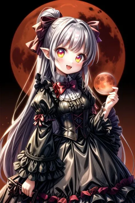 adult, evil corrupted princess wearing dark pastel (ruffled:1) (gleaming oily latex ballgown:1) and (transparent long wide sleeves:1.5), soft lighting, (lots of frills and bows:1), (cute little fangs:1),
(vmpr:1),
(red moon background),
<lora:more_details:1>,