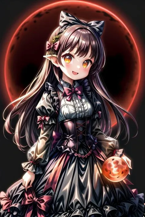 adult, evil corrupted princess wearing dark pastel (ruffled:1) (gleaming oily latex ballgown:1) and (transparent long wide sleeves:1.5), soft lighting, (lots of frills and bows:1), (cute little fangs:1),
(vmpr:1),
(red moon background),
<lora:more_details:1>,