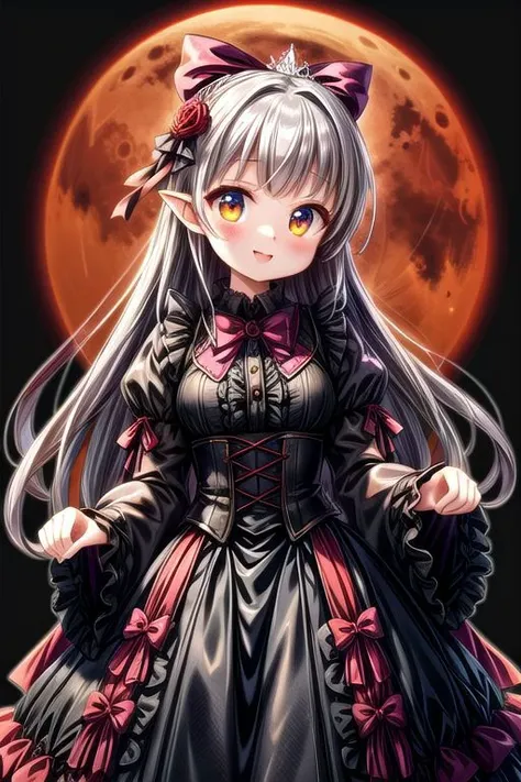 adult, evil corrupted princess wearing dark pastel (ruffled:1) (gleaming oily latex ballgown:1) and (transparent long wide sleeves:1.5), soft lighting, (lots of frills and bows:1), (cute little fangs:1),
(vmpr:1),
(red moon background),
<lora:more_details:1>,