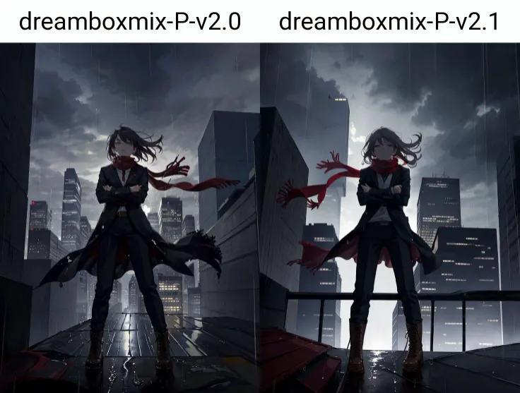 an extremely delicate and beautiful girl, 8k wallpaper, masterpiece,Contre-Jour,strong rim light
1 girl,Crossed arms,long red scarf,((wind)),smug,((from below:1.3)),((rain)),((dark:1.2)),night,perspective,foreshortening,vanishing point,((wide shot)),pants,,lace-up boots,red,collared shirt,black coat,outdoors,skyscraper,building,city,((Standing on the rooftop:1.2)),handrail,water,thunder,electricity,cloudy sky
