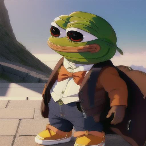 pepe_frog , full body shot, ((angry)), hyperdetailed, 3D, vector art, artstation, trending, 8K, epic, magnificent, ((facing right)), photorealistic <lora:Lora_1_sd15ESGLoraopt-000004:0.8>