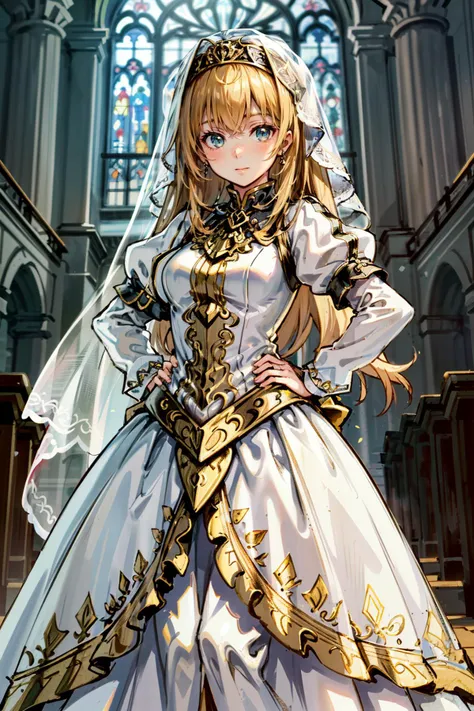 ((masterpiece, best quality))
<lora:ValkyrieProfileAlicia:0.8>
ValkyrieProfileAlicia, 1girl, solo, long hair, wearing a stunning wedding dress, bridal veil, inside a beautiful church, with hands on hips