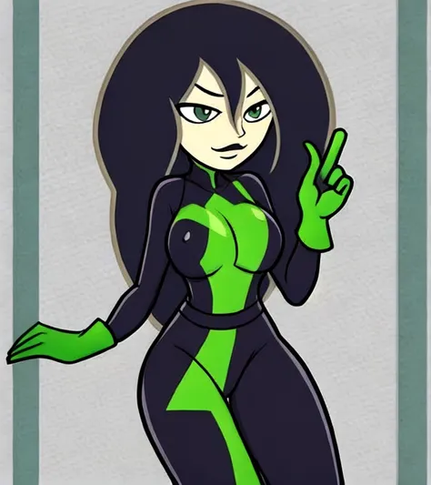 masterpiece, best quality, solo, 1girl, high resolution, full body, perfect body, perfect face, perfect eyes, highly detail, depth of field, sharp focus, <lora:ShegoV1:0.6>shego,  black gloves, black hair, black lips, bodysuit, gloves, green eyes, green gloves, lips, long hair, looking at viewer, makeup, mismatched gloves, multicolored bodysuit, multicolored clothes, <lora:puyopuyov3_5592:1>